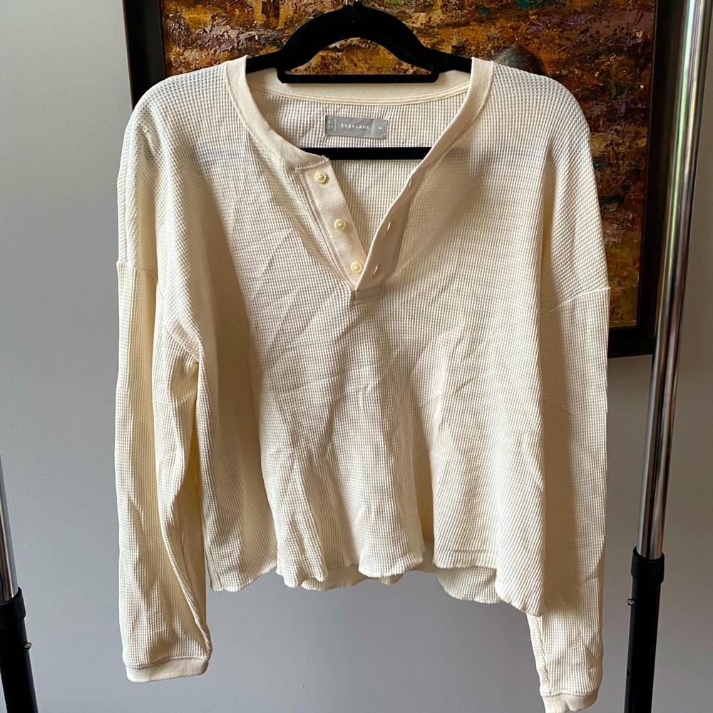 Everlane, cream, quarter button-up